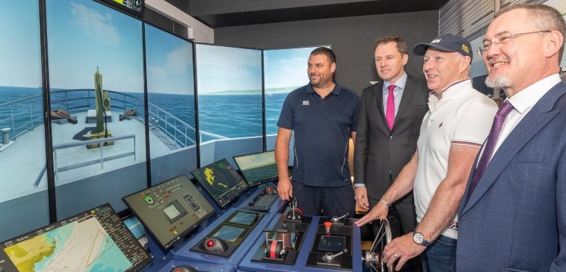 Minister McConalogue unveils state-of-the-art fishing vessel navigation simulator at Bord Iascaigh Mhara (BIM) training college in Greencastle.