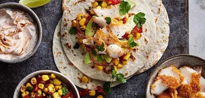 SPICED HADDOCK TACOS WITH CHIPOTLE CORN RELISH