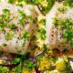 OVEN-BAKED HALIBUT WITH VEGETABLES AND POTATOES